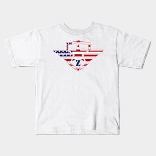 Letter Z American Flag Monogram Initial Kids T-Shirt